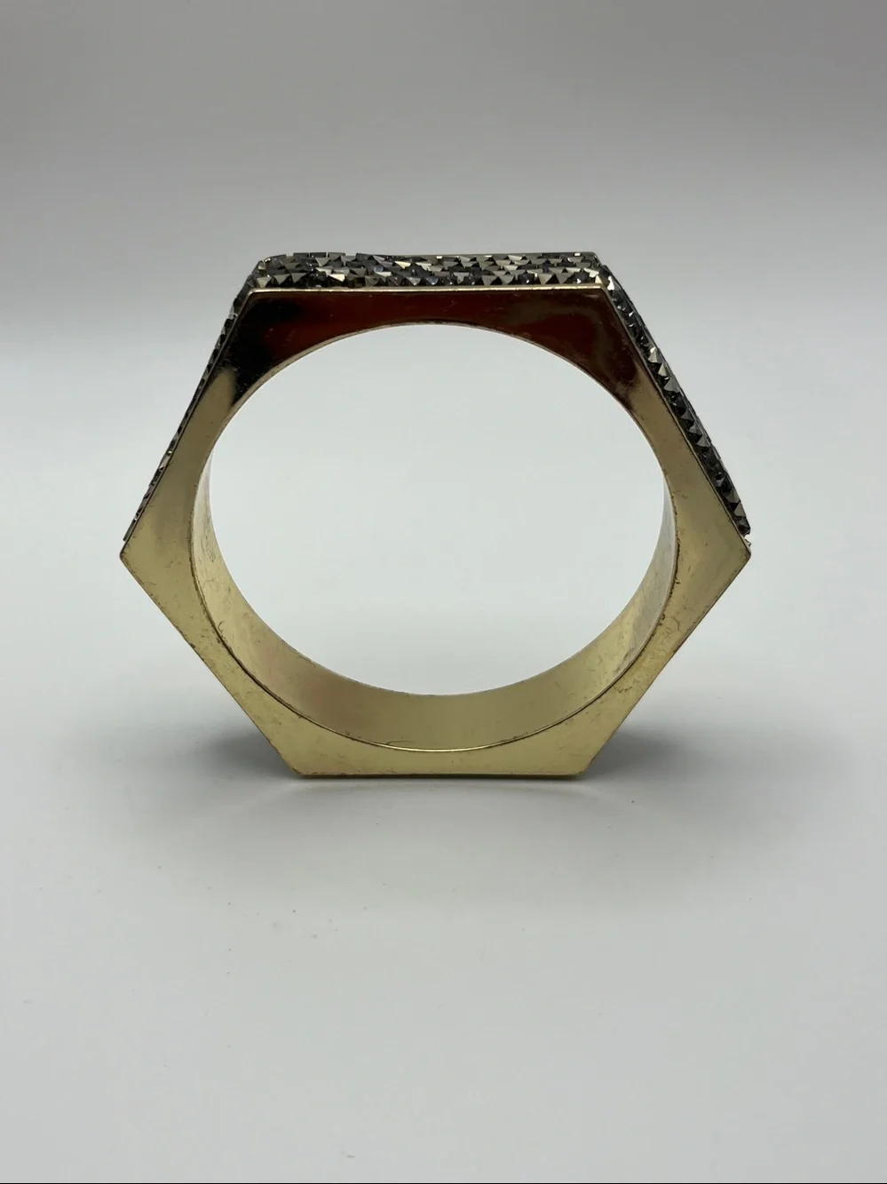 Hexagon Gold-Tone Crystal Bangle Bracelet
